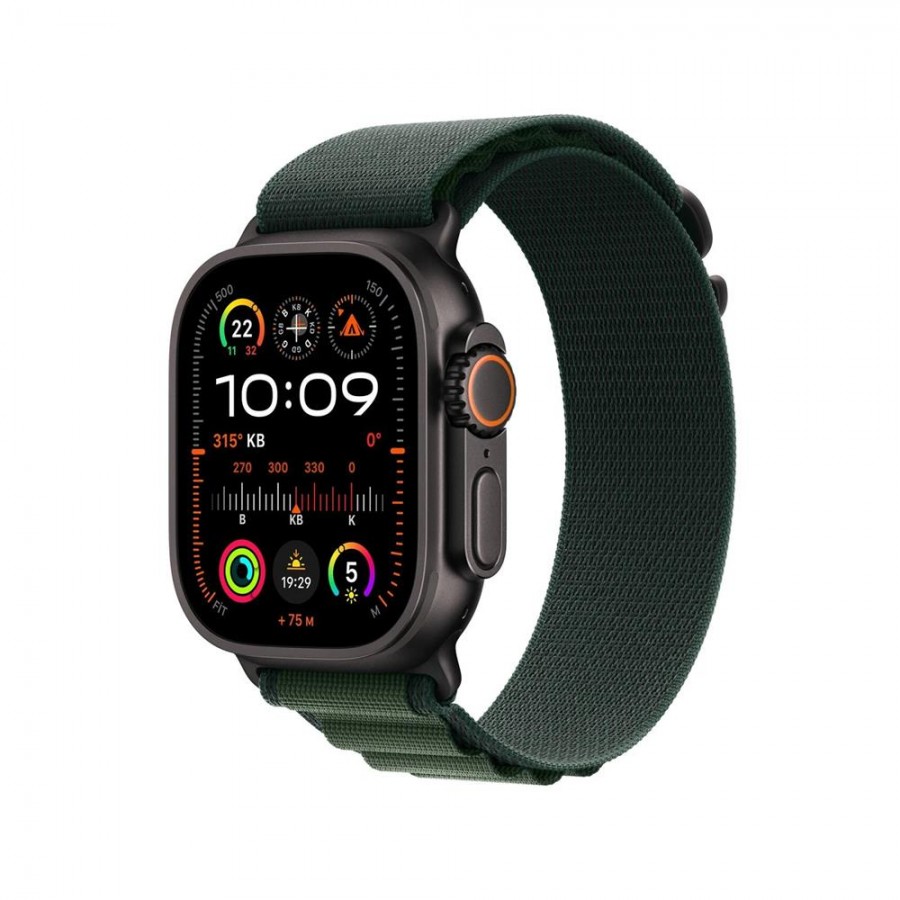 Apple Watch Ultra 2 GPS + Cellular 49mm Siyah Titanyum Kasa Koyu Yeşil Alpine Loop - M